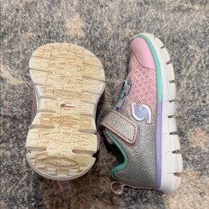 Skechers Kids' Pink and Silver Glitter Sneakers